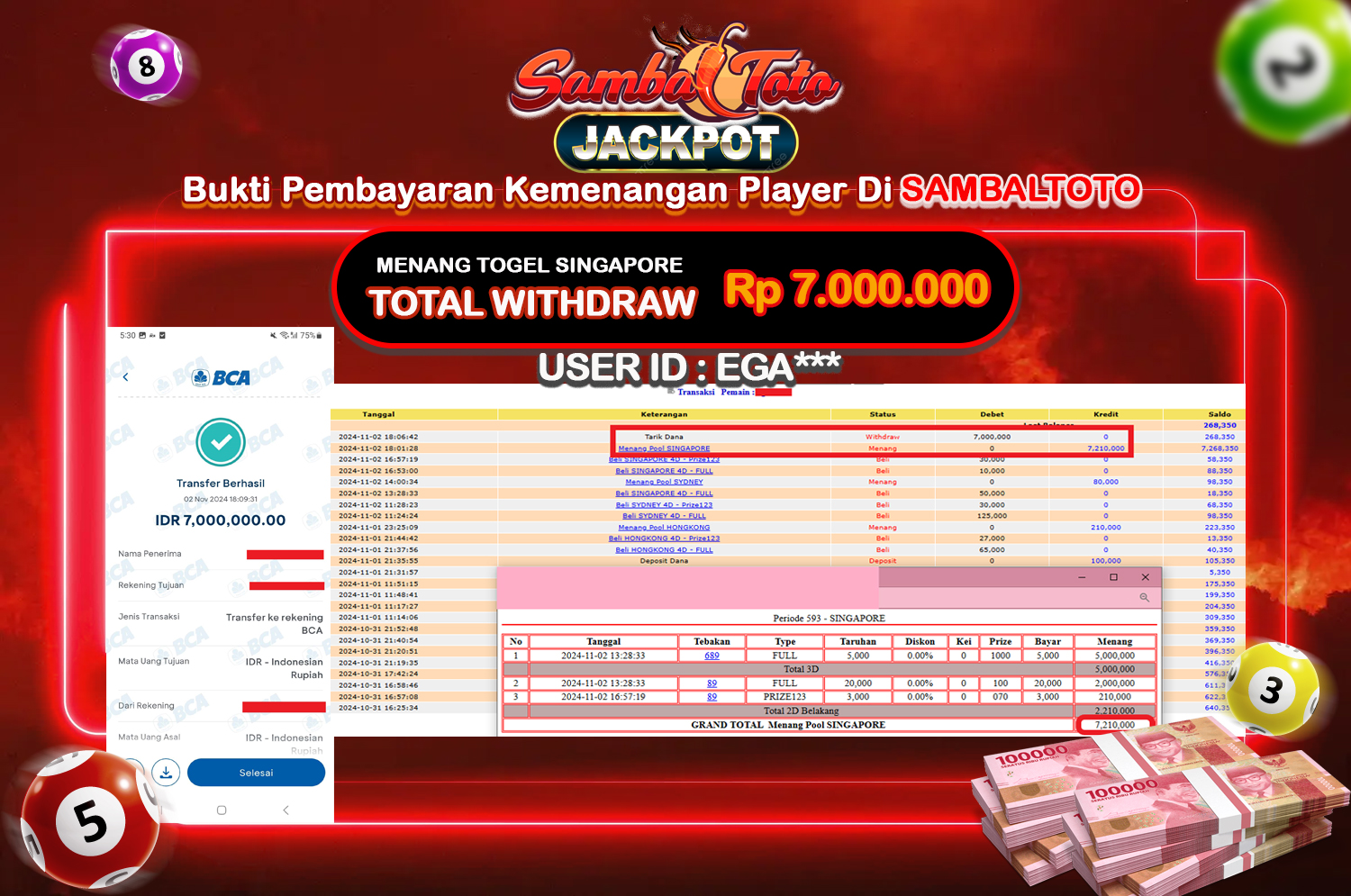 Bukti JP ( 02 November 2024 ) Lunas Rp 7.000.000,-